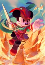 Ilustrația Mickey Mouse croitor curajos de pe puzzle-ul Ravensburger de 300 piese
