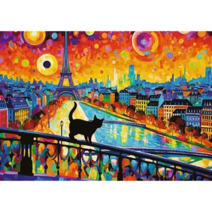 Ambalajul puzzle-ului Trefl Pisica din Paris cu 1000 de piese