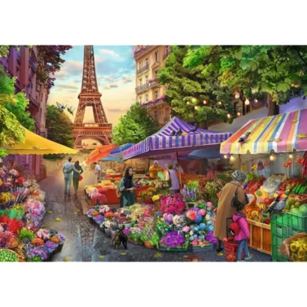Puzzle Trefl Premium Plus Tea Time Piață de flori 1000 piese, imaginea 2
