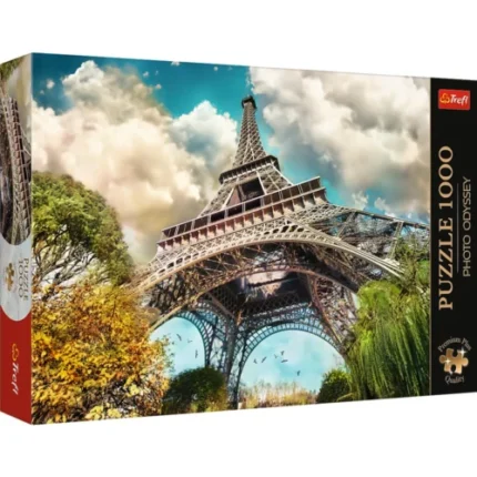 Cutia puzzle-ului Trefl Premium Plus Photo Odyssey cu Turnul Eiffel din Paris, 1000 piese