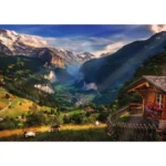 Imaginea Văii Lauterbrunnen din Elveția de pe puzzle-ul Trefl Photo Odyssey