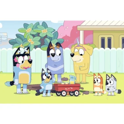 Puzzle Trefl Bluey cu 100 de piese, imagine din cutie