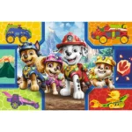 Imaginea puzzle-ului Trefl cu personaje din Patrula Cățelușilor și dinozauri
