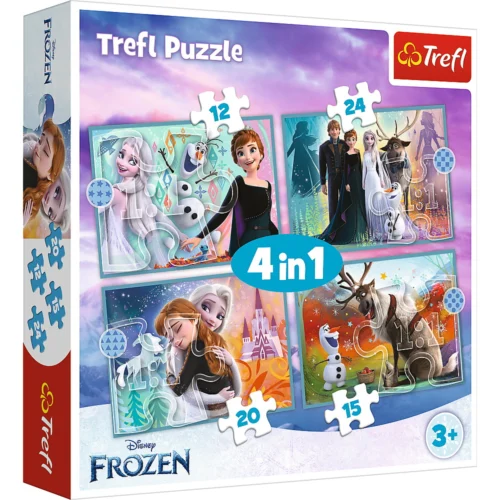5900511343816-1 Cutia puzzle-ului Trefl 4 în 1 Frozen 2 Uimitoarea lume Disney