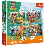 Cutia puzzle Trefl 4 în 1 Patrula Cățelușilor Povești de pe Insula Dinozaurilor