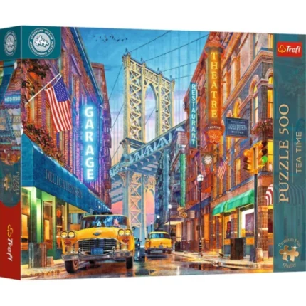 Cutia puzzle Trefl Premium Plus cu 500 de piese și vedere a podului Manhattan